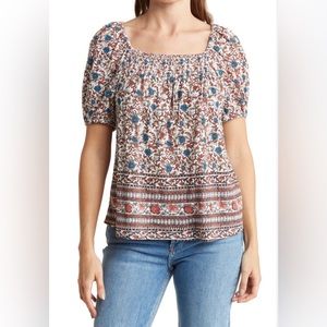 NWT Lucky Brand Smocked Square Neck Top $27